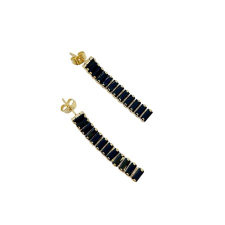 earrings steel hooks gold strass black1